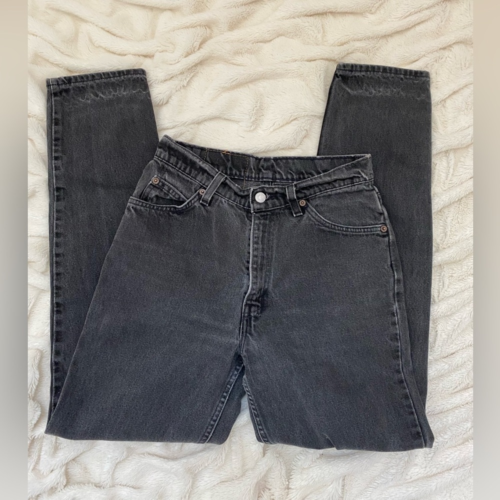 Levi's Vintage 1997 slim-fit tapered leg orange tab black jeans Sz M juniors